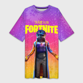 Платье-футболка 3D с принтом TRAVIS SCOTT+FORTNITE в городе Новоалтайск,  |  | america | astro jack | astroworld | cactus jack | fortnite | fortnite 2 | fortnite х | rap | travis scott | usa | wish you were here | америка | астро джек | зарубежный реп | кактус джек | реп | сша | трэвис скотт | фортнайт | фортнайт 2