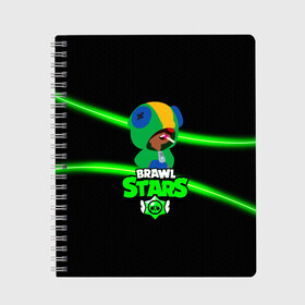 Тетрадь с принтом BRAWL STARS(LEON) в городе Новоалтайск, 100% бумага | 48 листов, плотность листов — 60 г/м2, плотность картонной обложки — 250 г/м2. Листы скреплены сбоку удобной пружинной спиралью. Уголки страниц и обложки скругленные. Цвет линий — светло-серый
 | 8 | 8 bit | bibi | brawl stars | brock | bull | crow | dinomike | el primo | leon | mobile game | mr.p | nita | poko | ricochet | stars | tara | бравл старс | ворон | леон | мобильные игры