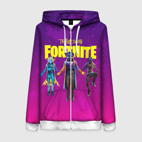 Женская толстовка 3D на молнии с принтом TRAVIS SCOTT+FORTNITE в городе Новоалтайск, 100% полиэстер | длина до линии бедра, манжеты и пояс оформлены мягкой тканевой резинкой, двухслойный капюшон со шнурком для регулировки, спереди молния, по бокам два кармана | america | astro jack | astroworld | cactus jack | fortnite | fortnite 2 | fortnite х | rap | travis scott | usa | wish you were here | америка | астро джек | зарубежный реп | кактус джек | реп | сша | трэвис скотт | фортнайт | фортнайт 2