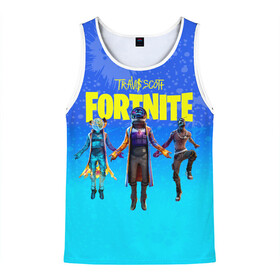 Мужская майка 3D с принтом TRAVIS SCOTT+FORTNITE в городе Новоалтайск, 100% полиэстер | круглая горловина, приталенный силуэт, длина до линии бедра. Пройма и горловина окантованы тонкой бейкой | america | astro jack | astroworld | cactus jack | fortnite | fortnite 2 | fortnite х | rap | travis scott | usa | wish you were here | америка | астро джек | зарубежный реп | кактус джек | реп | сша | трэвис скотт | фортнайт | фортнайт 2