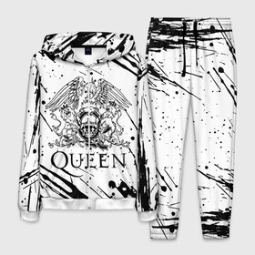Мужской костюм 3D с принтом QUEEN. в городе Новоалтайск, 100% полиэстер | Манжеты и пояс оформлены тканевой резинкой, двухслойный капюшон со шнурком для регулировки, карманы спереди | queen | британская рок группа | квин | куин | кьюин | мистер робот | музыка | рами малек | рок | рок музыка | фредди меркьюри