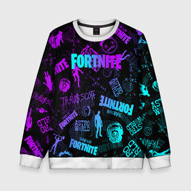 Детский свитшот 3D с принтом TRAVIS SCOTT+FORTNITE в городе Новоалтайск, 100% полиэстер | свободная посадка, прямой крой, мягкая тканевая резинка на рукавах и понизу свитшота | america | astro jack | astroworld | cactus jack | fortnite | fortnite 2 | fortnite х | rap | travis scott | usa | wish you were here | америка | астро джек | зарубежный реп | кактус джек | реп | сша | трэвис скотт | фортнайт | фортнайт 2