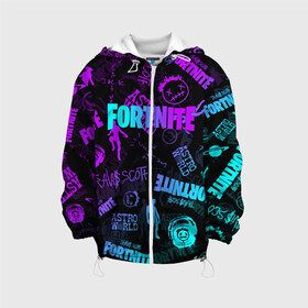 Детская куртка 3D с принтом TRAVIS SCOTT+FORTNITE в городе Новоалтайск, 100% полиэстер | застежка — молния, подол и капюшон оформлены резинкой с фиксаторами, по бокам — два кармана без застежек, один потайной карман на груди, плотность верхнего слоя — 90 г/м2; плотность флисового подклада — 260 г/м2 | america | astro jack | astroworld | cactus jack | fortnite | fortnite 2 | fortnite х | rap | travis scott | usa | wish you were here | америка | астро джек | зарубежный реп | кактус джек | реп | сша | трэвис скотт | фортнайт | фортнайт 2