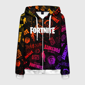 Мужская толстовка 3D на молнии с принтом TRAVIS SCOTT+FORTNITE в городе Новоалтайск, 100% полиэстер | длина до линии бедра, манжеты и пояс оформлены мягкой тканевой резинкой, двухслойный капюшон со шнурком для регулировки, спереди молния, по бокам два кармана | america | astro jack | astroworld | cactus jack | fortnite | fortnite 2 | fortnite х | rap | travis scott | usa | wish you were here | америка | астро джек | зарубежный реп | кактус джек | реп | сша | трэвис скотт | фортнайт | фортнайт 2