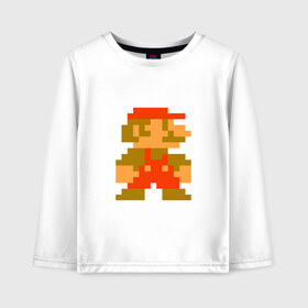 Детский лонгслив хлопок с принтом Super Mario Bros в городе Новоалтайск, 100% хлопок | круглый вырез горловины, полуприлегающий силуэт, длина до линии бедер | 8bit | dendy | famicom | mario | nes | supermario | марио | супермарио
