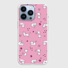 Чехол для iPhone 13 Pro с принтом Белая кошка в городе Новоалтайск,  |  | Тематика изображения на принте: белая кошка | кот | кошачьи потягушки | кошка | милая мордочка | милота | розовый