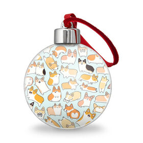 Ёлочный шар с принтом Милые корги в городе Новоалтайск, Пластик | Диаметр: 77 мм | вельш корги | корги | милые корги | милые собаки