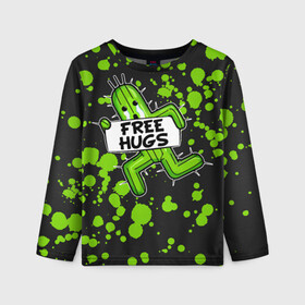 Детский лонгслив 3D с принтом FREE HUGS в городе Новоалтайск, 100% полиэстер | длинные рукава, круглый вырез горловины, полуприлегающий силуэт
 | 7 remake | aerith | fantasy | ff7 | final | ps4 | red | shinra | square enix | vii remake | vii ремейк | айрис | последняя | ред | фантазия | фф7 | шинра