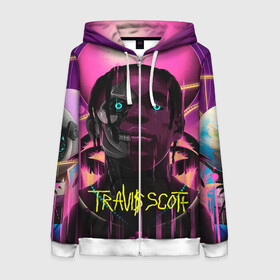 Женская толстовка 3D на молнии с принтом TRAVIS SCOTT+FORTNITE в городе Новоалтайск, 100% полиэстер | длина до линии бедра, манжеты и пояс оформлены мягкой тканевой резинкой, двухслойный капюшон со шнурком для регулировки, спереди молния, по бокам два кармана | america | astro jack | astroworld | cactus jack | fortnite | fortnite 2 | fortnite х | rap | travis scott | usa | wish you were here | америка | астро джек | зарубежный реп | кактус джек | реп | сша | трэвис скотт | фортнайт | фортнайт 2
