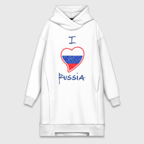 Платье-худи хлопок с принтом I love Russia в городе Новоалтайск,  |  | ru | rus | russia | герб | двуглавый | империя | лого | люблю | надпись | национальный | орел | отечественный | патриот | россии | российская | россия | русич | русский | русь | рф | сборная | сердце | символ