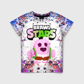 Детская футболка 3D с принтом Sakura Spike Brawl Stars в городе Новоалтайск, 100% гипоаллергенный полиэфир | прямой крой, круглый вырез горловины, длина до линии бедер, чуть спущенное плечо, ткань немного тянется | brawl | brawl stars | sakura spike | spike | бравл | бравл кактус | бравл старс | кактус | сакура спайк | спайк | спайк бравл старс