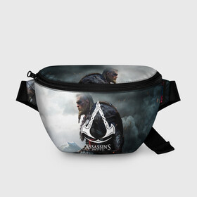 Поясная сумка 3D с принтом ASSASSIN`S CREED VALHALLA в городе Новоалтайск, 100% полиэстер | плотная ткань, ремень с регулируемой длиной, внутри несколько карманов для мелочей, основное отделение и карман с обратной стороны сумки застегиваются на молнию | slayer | valhalla | vikings | асасин | ассасин крид | ассассин | вальхалла | викинги | тамплиеры