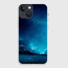 Чехол для iPhone 13 mini с принтом Ночное поле в городе Новоалтайск,  |  | Тематика изображения на принте: горы | звёздное небо | небо | ночь | облака | поле