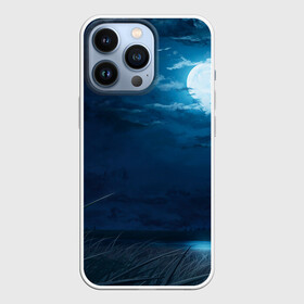 Чехол для iPhone 13 Pro с принтом Ночное поле в городе Новоалтайск,  |  | Тематика изображения на принте: луна | небо | ночь | облака | поле