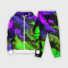 Детский костюм 3D с принтом PURPLE GREEN FLAME в городе Новоалтайск,  |  | abstraction | bright | fire | flame | geometry | heat | hexagon | light | neon | texture | triangle | wildfire | абстракция | геометрия | искры | неон | неоновый | огненный | огонь | пламя | пожар | соты | текстура