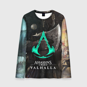 Мужской лонгслив 3D с принтом ASSASSINS CREED VALHALLA в городе Новоалтайск, 100% полиэстер | длинные рукава, круглый вырез горловины, полуприлегающий силуэт | s creed | ассасин | ассасин крид. | скандинавия