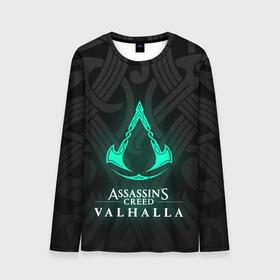 Мужской лонгслив 3D с принтом ASSASSINS CREED VALHALLA в городе Новоалтайск, 100% полиэстер | длинные рукава, круглый вырез горловины, полуприлегающий силуэт | s creed | ассасин | ассасин крид. | скандинавия