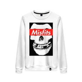 Женский свитшот хлопок с принтом Misfits в городе Новоалтайск, 100% хлопок | прямой крой, круглый вырез, на манжетах и по низу широкая трикотажная резинка  | clash | cure | horror | horrorpunk | linkin park | misfits | punk | punkrock | ramones | король и шут | панкрок