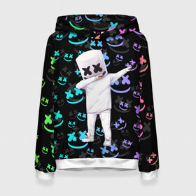Женская толстовка 3D с принтом Marshmello в городе Новоалтайск, 100% полиэстер  | двухслойный капюшон со шнурком для регулировки, мягкие манжеты на рукавах и по низу толстовки, спереди карман-кенгуру с мягким внутренним слоем. | dj | marshmello | usa | америка | клуб | клубная музыка | мармело | маршмелло | маршмеллоу | музыка | музыкант