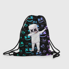 Рюкзак-мешок 3D с принтом Marshmello в городе Новоалтайск, 100% полиэстер | плотность ткани — 200 г/м2, размер — 35 х 45 см; лямки — толстые шнурки, застежка на шнуровке, без карманов и подкладки | Тематика изображения на принте: dj | marshmello | usa | америка | клуб | клубная музыка | мармело | маршмелло | маршмеллоу | музыка | музыкант