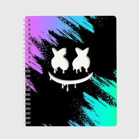 Тетрадь с принтом Marshmello в городе Новоалтайск, 100% бумага | 48 листов, плотность листов — 60 г/м2, плотность картонной обложки — 250 г/м2. Листы скреплены сбоку удобной пружинной спиралью. Уголки страниц и обложки скругленные. Цвет линий — светло-серый
 | Тематика изображения на принте: dj | marshmello | usa | америка | клуб | клубная музыка | мармело | маршмелло | маршмеллоу | музыка | музыкант
