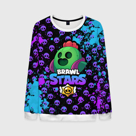 Мужской свитшот 3D с принтом Brawl Stars SPIKE в городе Новоалтайск, 100% полиэстер с мягким внутренним слоем | круглый вырез горловины, мягкая резинка на манжетах и поясе, свободная посадка по фигуре | 8 bit | 8 бит | bibi | brawl | brawl stars | crow | leon | spike | sprout | stars | бравл | бравл старс | браво старс | игра | компьютерная | кров | леон | онлайн | старс