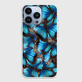 Чехол для iPhone 13 Pro с принтом Небесный рой в городе Новоалтайск,  |  | Тематика изображения на принте: бабочка | бабочки | белый | синий | черный | яркий цвет