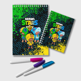 Блокнот с принтом Brawl Stars Leon Trio в городе Новоалтайск, 100% бумага | 48 листов, плотность листов — 60 г/м2, плотность картонной обложки — 250 г/м2. Листы скреплены удобной пружинной спиралью. Цвет линий — светло-серый
 | 3 леона | brawl stars | brawl stars leon | leon | leon green | leon sally | leon shark | бравл старс | леон | леон акула | леон огонь | леон салли | леон старс | леоны
