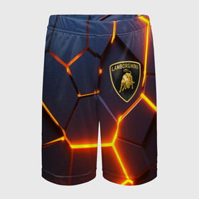 Детские спортивные шорты 3D с принтом LAMBORGHINI в городе Новоалтайск,  100% полиэстер
 | пояс оформлен широкой мягкой резинкой, ткань тянется
 | auto | brand | lamborghini | sport | авто | автомобиль | автомобильные | бренд | ламборгини | марка | машины | спорт