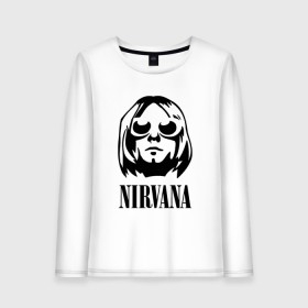 Женский лонгслив хлопок с принтом NIRVANA в городе Новоалтайск, 100% хлопок |  | nirvana | nirvana smells | nirvana smells like | teen spirit | курт кобейн | нирвана | нирвана песни.