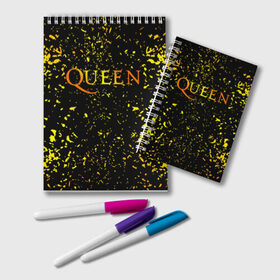 Блокнот с принтом Queen в городе Новоалтайск, 100% бумага | 48 листов, плотность листов — 60 г/м2, плотность картонной обложки — 250 г/м2. Листы скреплены удобной пружинной спиралью. Цвет линий — светло-серый
 | Тематика изображения на принте: 3d | queen | британская | группа | исполнитель | лого | логотип | музыканты | надпись | рок | эмблема