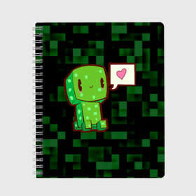 Тетрадь с принтом Minecraft Creeper в городе Новоалтайск, 100% бумага | 48 листов, плотность листов — 60 г/м2, плотность картонной обложки — 250 г/м2. Листы скреплены сбоку удобной пружинной спиралью. Уголки страниц и обложки скругленные. Цвет линий — светло-серый
 | creeper | game minecraft | minecraft | minecraft крипер | minecraft сreeper | игра майнкрафт | кавайный крипер | крипер | крипер с сердечком | милый крипер | няшный крипер | сreeper