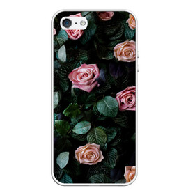 Чехол для iPhone 5/5S матовый с принтом PINK ROSES в городе Новоалтайск, Силикон | Область печати: задняя сторона чехла, без боковых панелей | листья | растения | розовые | розы | цветы