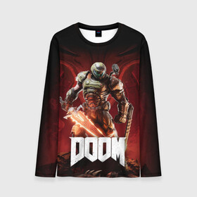 Мужской лонгслив 3D с принтом Doom в городе Новоалтайск, 100% полиэстер | длинные рукава, круглый вырез горловины, полуприлегающий силуэт | aerospace | corporation | doom | doomguy | eternal | mars | shooter | slayer | uac | union | дум | корпорация | марс | объединённая | палач | рока | солдат | шутер