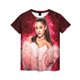 Женская футболка 3D с принтом Ariana в городе Новоалтайск, 100% полиэфир ( синтетическое хлопкоподобное полотно) | прямой крой, круглый вырез горловины, длина до линии бедер | ariana grande | music | singer | альбом | ариана гранде | арт | девушки | звезда | знаменитость | любимые | музыка | певцы | персонаж | портрет | сша