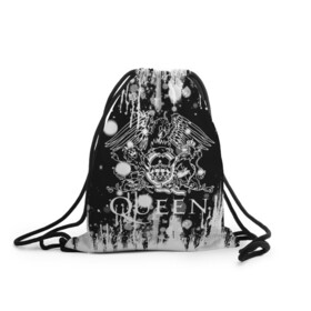 Рюкзак-мешок 3D с принтом QUEEN. в городе Новоалтайск, 100% полиэстер | плотность ткани — 200 г/м2, размер — 35 х 45 см; лямки — толстые шнурки, застежка на шнуровке, без карманов и подкладки | queen | британская рок группа | квин | куин | кьюин | мистер робот | музыка | рами малек | рок | рок музыка | фредди меркьюри