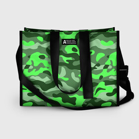 Сумка-шоппер 3D с принтом CAMOUFLAGE GREEN в городе Новоалтайск, 100% полиэстер | застегивается на металлическую кнопку; внутренний карман застегивается на молнию. Стенки укреплены специальным мягким материалом, чтобы защитить содержимое от несильных ударов
 | camouflage | армия | военная форма | военный | вооружение | вооруженные силы | защита | защитный цвет | зеленый | камуфляж | маскировка | солдат | униформа | форма