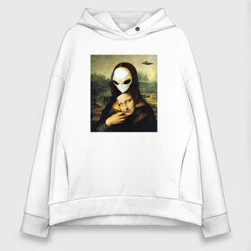 Женское худи Oversize хлопок с принтом Mona Lisa в городе Новоалтайск, френч-терри — 70% хлопок, 30% полиэстер. Мягкий теплый начес внутри —100% хлопок | боковые карманы, эластичные манжеты и нижняя кромка, капюшон на магнитной кнопке | alien | da | gioconda | la | leonardo | lisa | mona | renaissance | smile | ufo | vinci | винчи | да | джоконда | инопланетянин | леонардо | лиза | мона | нло | ренессанс | улыбка