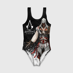 Детский купальник 3D с принтом Assassin’s Creed [04] в городе Новоалтайск, Полиэстер 85%, Спандекс 15% | Слитный крой, подклад по переду изделия, узкие бретели | ezio | game | ubisoft | ассасин крид | кредо ассасина | эцио