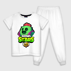 Детская пижама хлопок с принтом BRAWL STARS SPIKE в городе Новоалтайск, 100% хлопок |  брюки и футболка прямого кроя, без карманов, на брюках мягкая резинка на поясе и по низу штанин
 | Тематика изображения на принте: bibi | brawl stars | coach mike | crow | leon | leon shark | max | mecha crow | mr.p | phoenix | sally leon | spike | sprout | unicorn | virus 8 bit | werewolf | ворон | оборотень | пингвин
