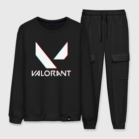 Мужской костюм хлопок с принтом VALORANT (GLITCH) в городе Новоалтайск, 100% хлопок | на свитшоте круглая горловина, мягкая резинка по низу. Брюки заужены к низу, на них два вида карманов: два “обычных” по бокам и два объемных, с клапанами, расположенные ниже линии бедра. Брюки с мягкой трикотажной резинкой на поясе и по низу штанин. В поясе для дополнительного комфорта — широкие завязки | breach | cs go | cypher | jett | league of legends | legends of runeterra | lol | omen | overwatch | phoenix | riot | riot games | sage | sona | sova | valorant | viper | валорант | кс го | лига легенд | лол