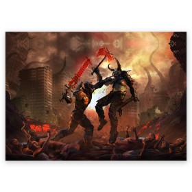 Поздравительная открытка с принтом Doom Eternal в городе Новоалтайск, 100% бумага | плотность бумаги 280 г/м2, матовая, на обратной стороне линовка и место для марки
 | demon | doom | doom slayer | doomguy | eternal | face | games | marauder | mask | демон | дум | игры | лицо | мародер | маска | палач рока | шлем
