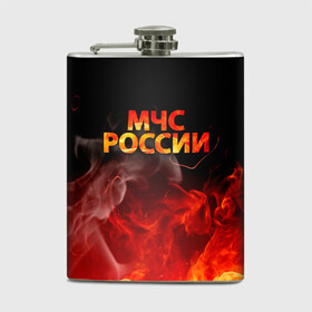 Фляга с принтом МЧС России в городе Новоалтайск, металлический корпус | емкость 0,22 л, размер 125 х 94 мм. Виниловая наклейка запечатывается полностью | Тематика изображения на принте: 112 | 23 февраля | 27 декабря | firefighter | герб | гкчс | знак | костер | лого | логотип | мчс | мчс россии | мчсник | огонь | пламя | пожар | пожарная охрана | пожарник | пожарный | пч | россии | рф | символ | сит