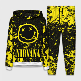 Женский костюм 3D (с толстовкой) с принтом NIRVANA в городе Новоалтайск,  |  | nirvana | nirvana smells like | rock | teen spirit | курт кобейн | нирвана | песни | рок.