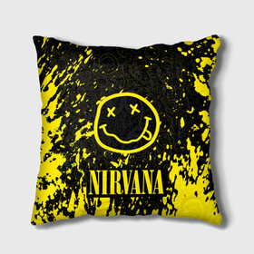 Подушка 3D с принтом NIRVANA в городе Новоалтайск, наволочка – 100% полиэстер, наполнитель – холлофайбер (легкий наполнитель, не вызывает аллергию). | состоит из подушки и наволочки. Наволочка на молнии, легко снимается для стирки | nirvana | nirvana smells like | rock | teen spirit | курт кобейн | нирвана | песни | рок.