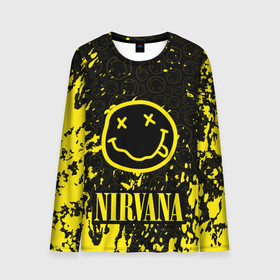 Мужской лонгслив 3D с принтом NIRVANA в городе Новоалтайск, 100% полиэстер | длинные рукава, круглый вырез горловины, полуприлегающий силуэт | nirvana | nirvana smells like | rock | teen spirit | курт кобейн | нирвана | песни | рок.