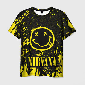 Мужская футболка 3D с принтом NIRVANA в городе Новоалтайск, 100% полиэфир | прямой крой, круглый вырез горловины, длина до линии бедер | nirvana | nirvana smells like | rock | teen spirit | курт кобейн | нирвана | песни | рок.