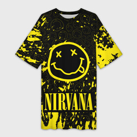 Платье-футболка 3D с принтом NIRVANA в городе Новоалтайск,  |  | nirvana | nirvana smells like | rock | teen spirit | курт кобейн | нирвана | песни | рок.