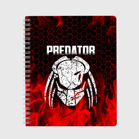 Тетрадь с принтом PREDATOR в городе Новоалтайск, 100% бумага | 48 листов, плотность листов — 60 г/м2, плотность картонной обложки — 250 г/м2. Листы скреплены сбоку удобной пружинной спиралью. Уголки страниц и обложки скругленные. Цвет линий — светло-серый
 | aliens | avp | black | cinema | predator | кино | фильм хищник | фильмы | хищник | чёрный | чужой
