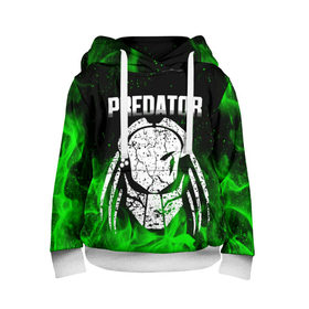 Детская толстовка 3D с принтом PREDATOR в городе Новоалтайск, 100% полиэстер | двухслойный капюшон со шнурком для регулировки, мягкие манжеты на рукавах и по низу толстовки, спереди карман-кенгуру с мягким внутренним слоем | aliens | avp | black | cinema | predator | кино | фильм хищник | фильмы | хищник | чёрный | чужой